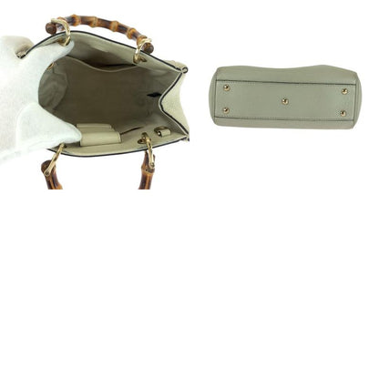 Gucci Bamboo Ivory Brown Gold Hardware Leather 368823 Handbag Women 504677