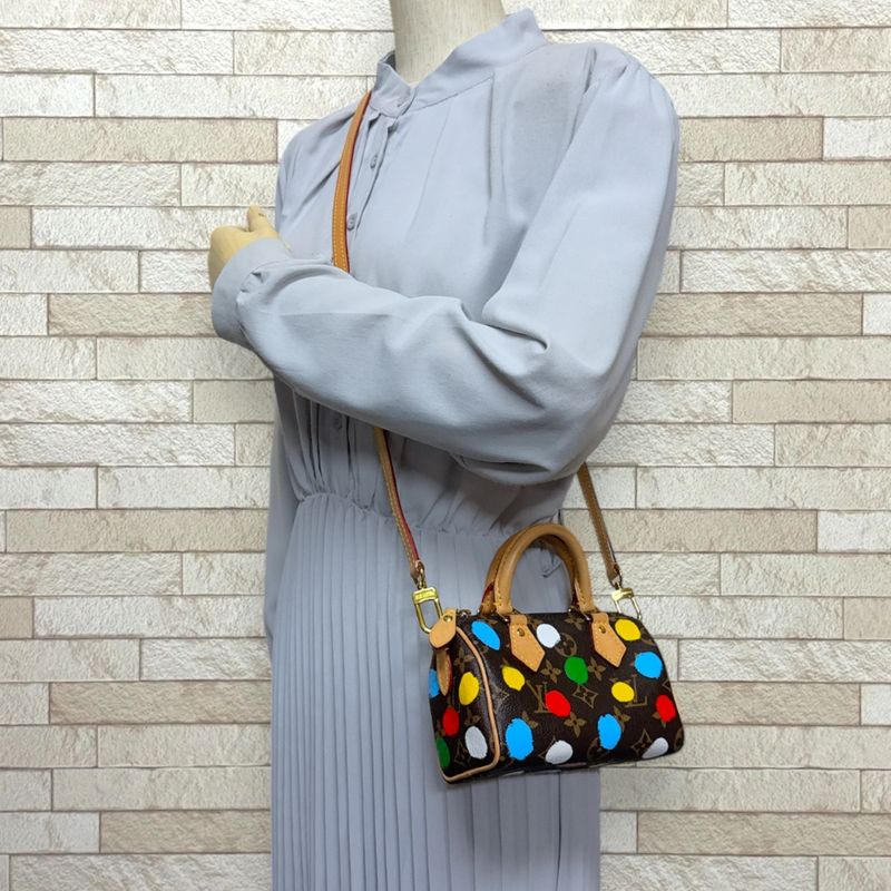 Louis Vuitton Yayoi Kusama Collaboration Nano Speedy Monogram Shoulder Bag