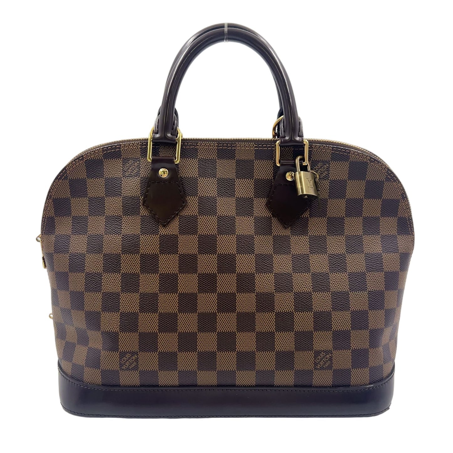 Louis Vuitton Alma PM Damier Ebene Leather Brown Handbag Gold