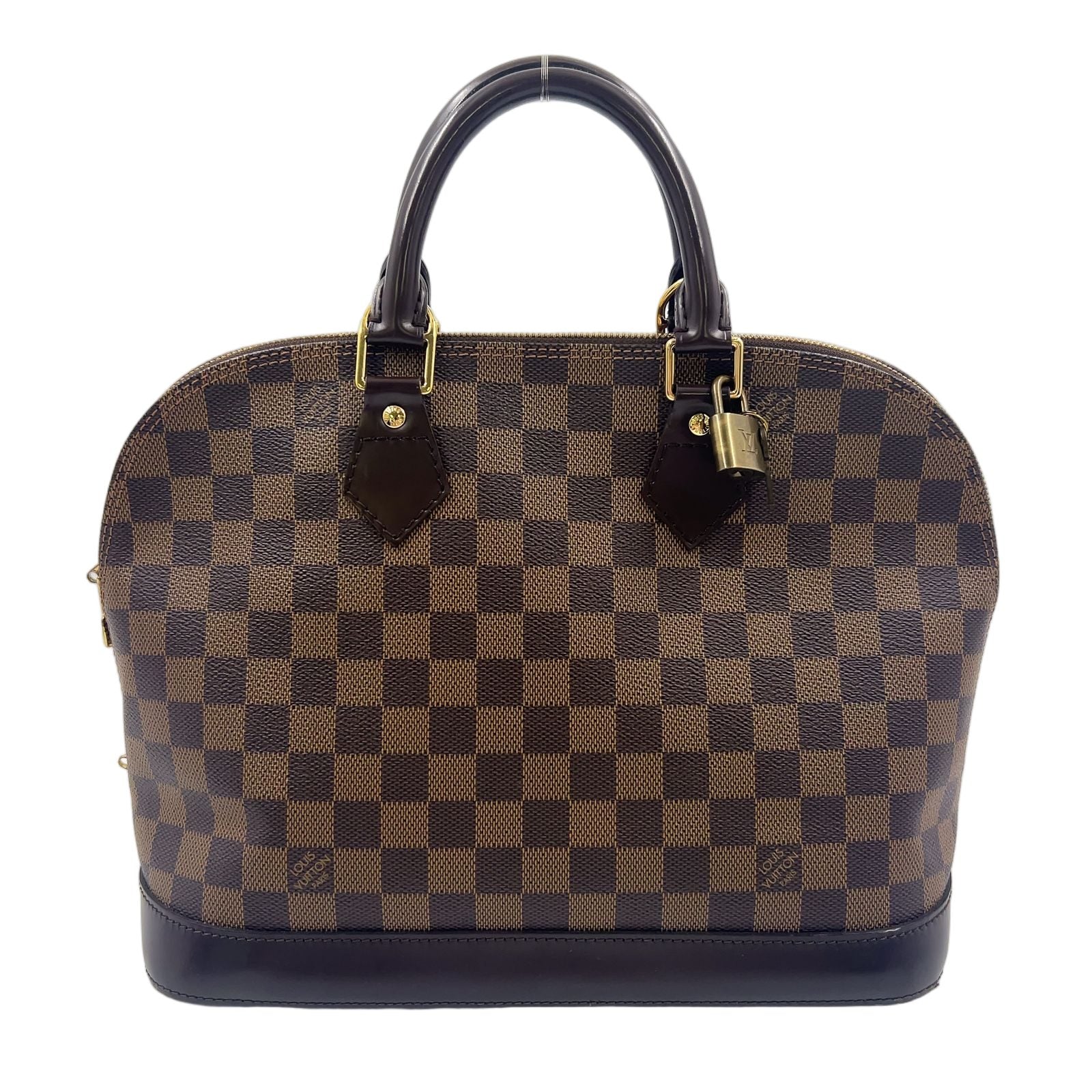 Louis Vuitton Alma PM Damier Ebene Leather Brown Handbag Gold