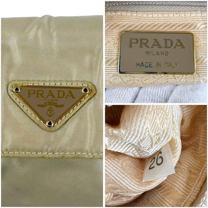 Prada Triangle Logo Chain Shoulder Bag Tessuto Nylon Ivory Mini — view 11