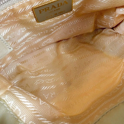 Prada Triangle Logo Chain Shoulder Bag Tessuto Nylon Ivory Mini — view 13