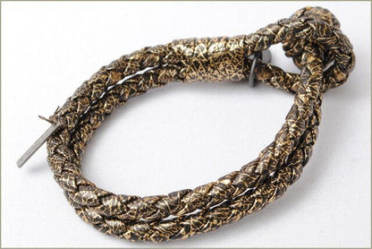 Bottega Veneta Bracelet Bangle Bottega Veneta Intrecciato Calf Oro Black 113546