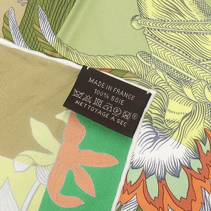 Hermes Scarf Carre 90 Carre Silk Green Yellow and Orange [della Cavalleria