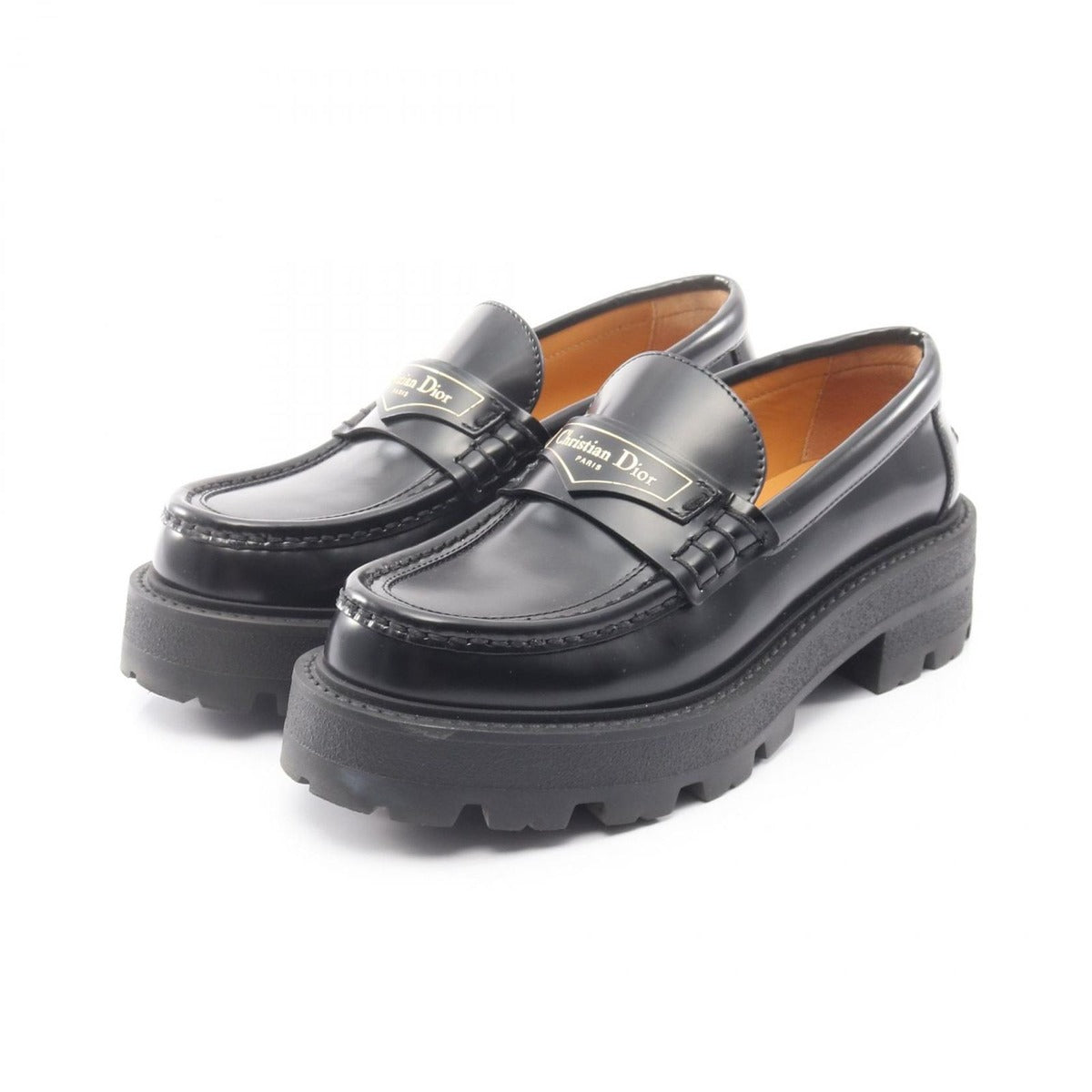 Dior Loafers Leather Black 35