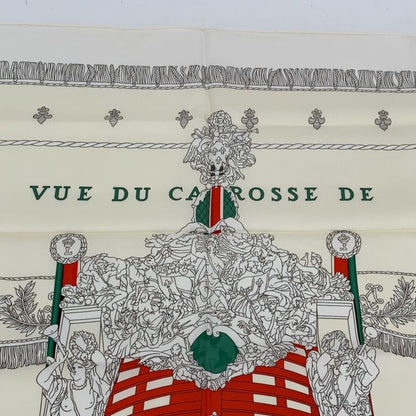 Hermes Carre 90 VUE DU Carrosse DE LA Galere LA Reale Queen's Coronation White