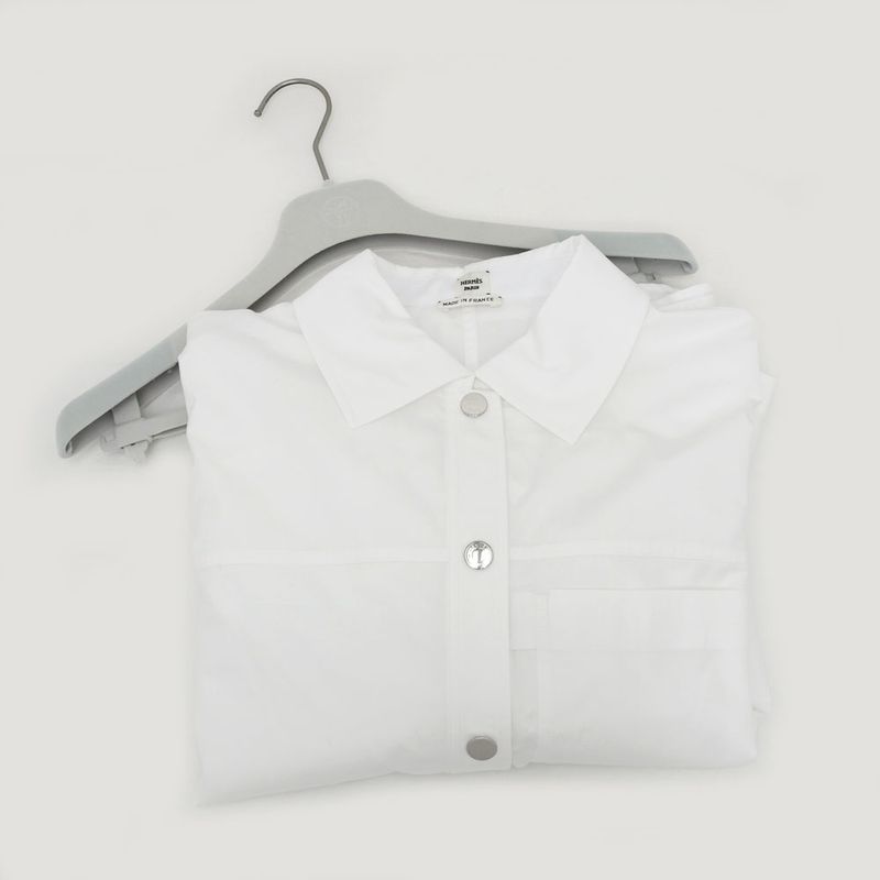 Hermes Shirt Cru De Sel White 36 Size Cotton Long Sleeve Women's