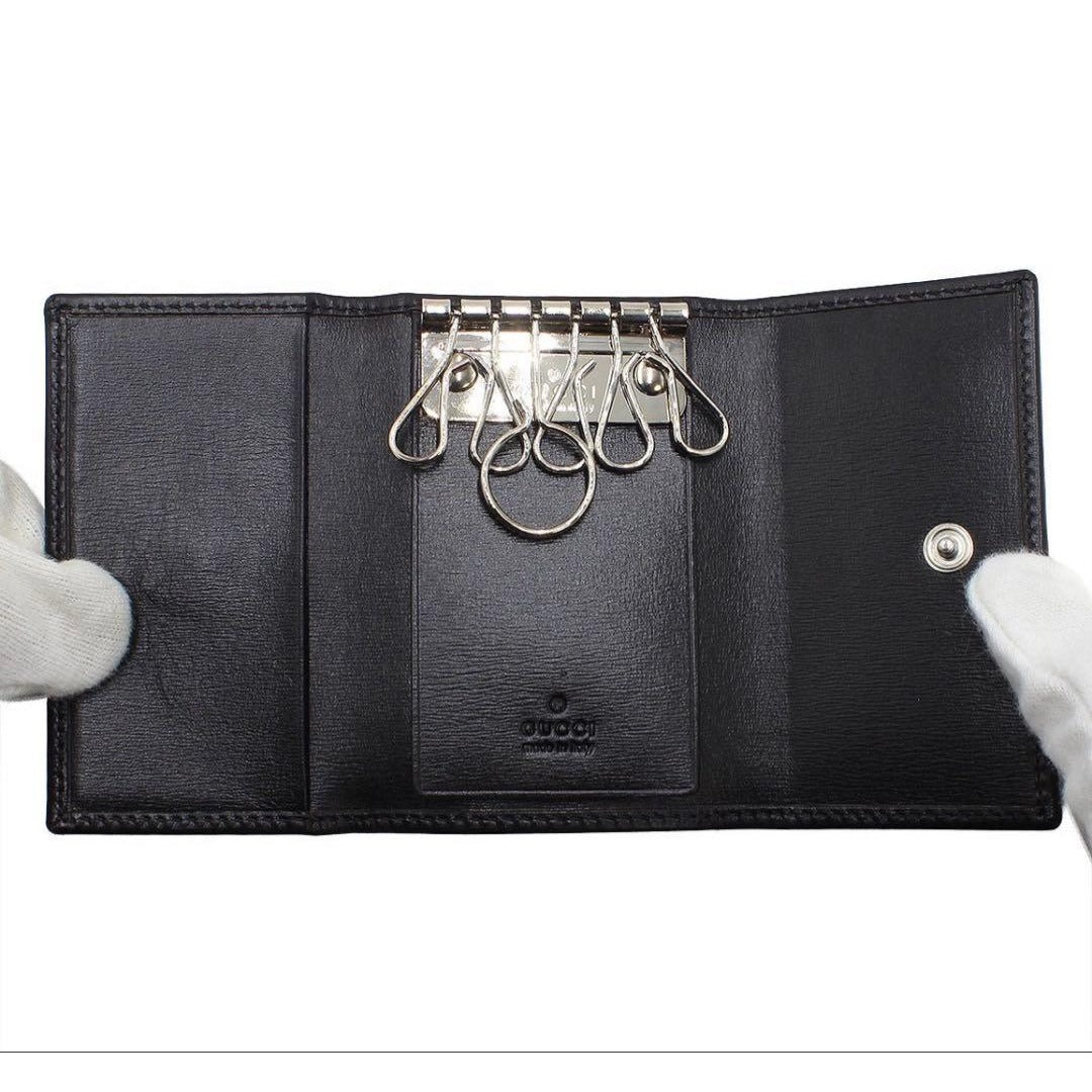 Gucci Interlocking Leather 6 Row Key Case Holder : Black — view 6