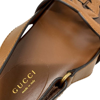 Gucci Sandals Shoes Leather Brown Unused Interlocking G Velcro