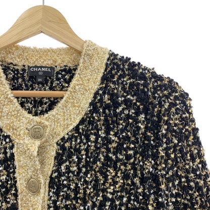 [chanel | 2019aw | Wool Silk Blend Tweed Knit Long Cardigan | 34 | Black Gold