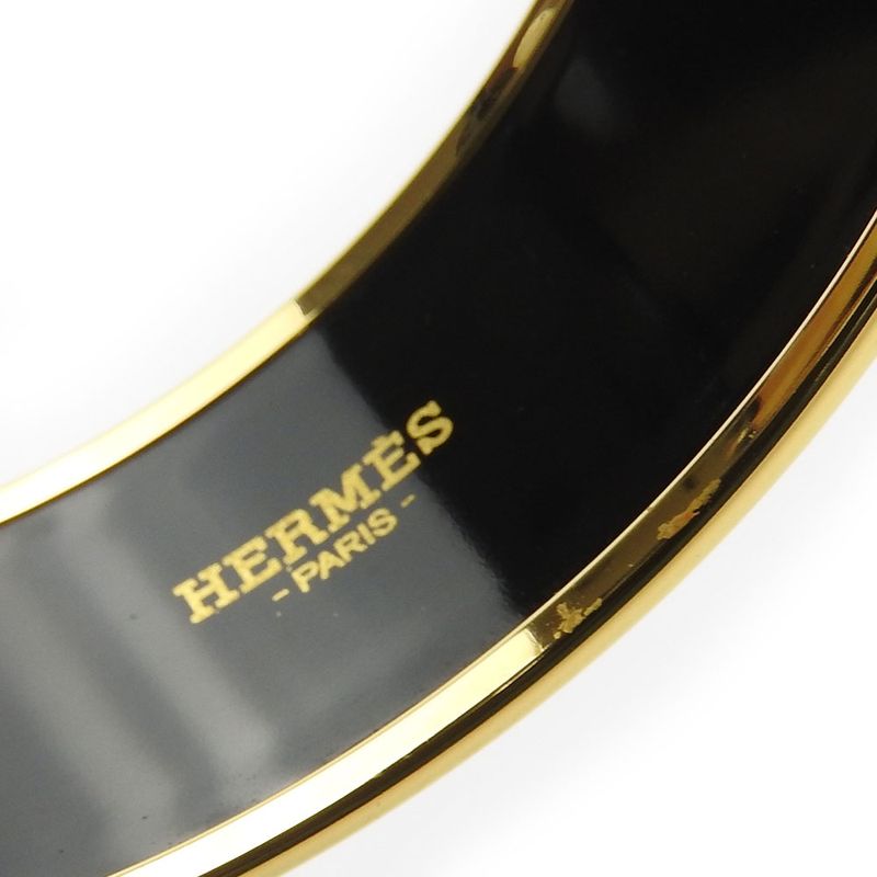 Hermes Bangle Emile GM Metal Cloisonne Light Blue Gold Hardware Logo Accessories