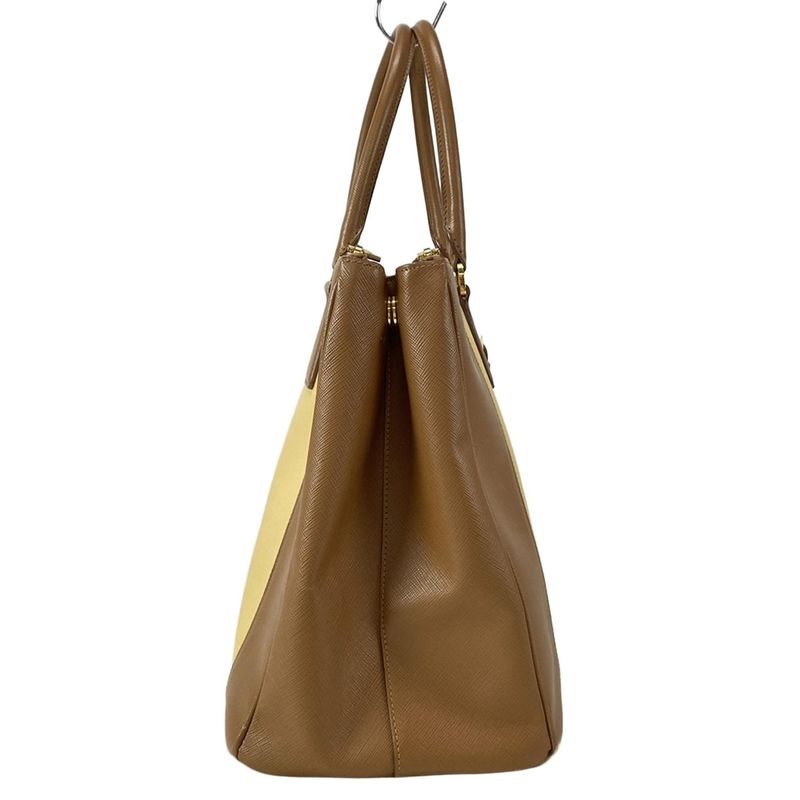Prada Tote Bag Galleria Large Bag (ladies) Yellow And Brown Leather