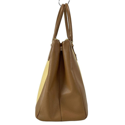 Prada Tote Bag Galleria Large Bag (ladies) Yellow And Brown Leather