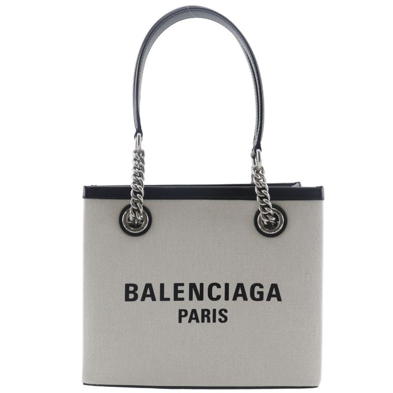Balenciaga Small Tote Logo 7599412aaok9260 Nylon Canvas Light Gray Women Tote