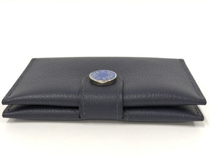Hermes Serie Card Case Leather Navy Stamped B