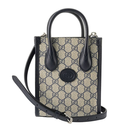 Gucci Shoulder Bag GG Supreme Beige Blue