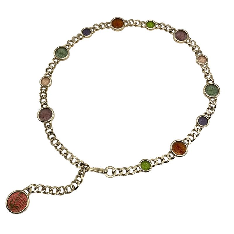 Bulgari Bvlgari Belt Gold Chain Glass Circle Multicolor