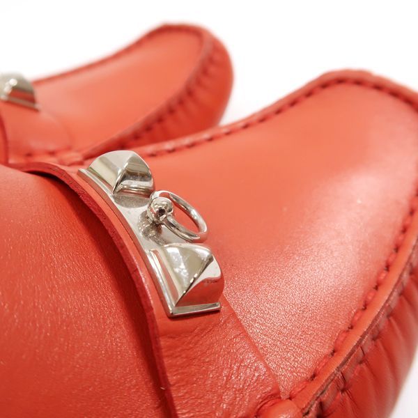 Hermes Moccasins Irving Driving Shoes #38 24.5cm (9.65in) Orange Hermes