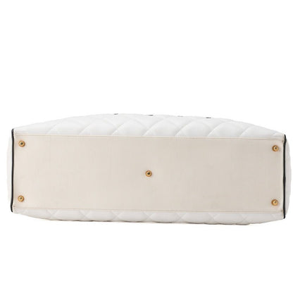 Chanel Handbag Boston Bag Calfskin Matelasse Sport Line Logo White And Black