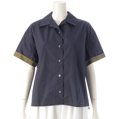 Loewe Cotton Anagram Embroidery Blouse Top Short Sleeve Shirt Navy Khaki Green