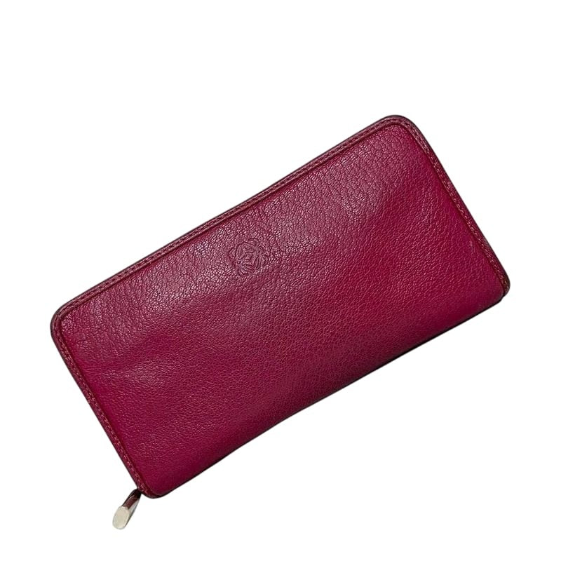Loewe Round Zipper Long Wallet Pink Amazona Leather
