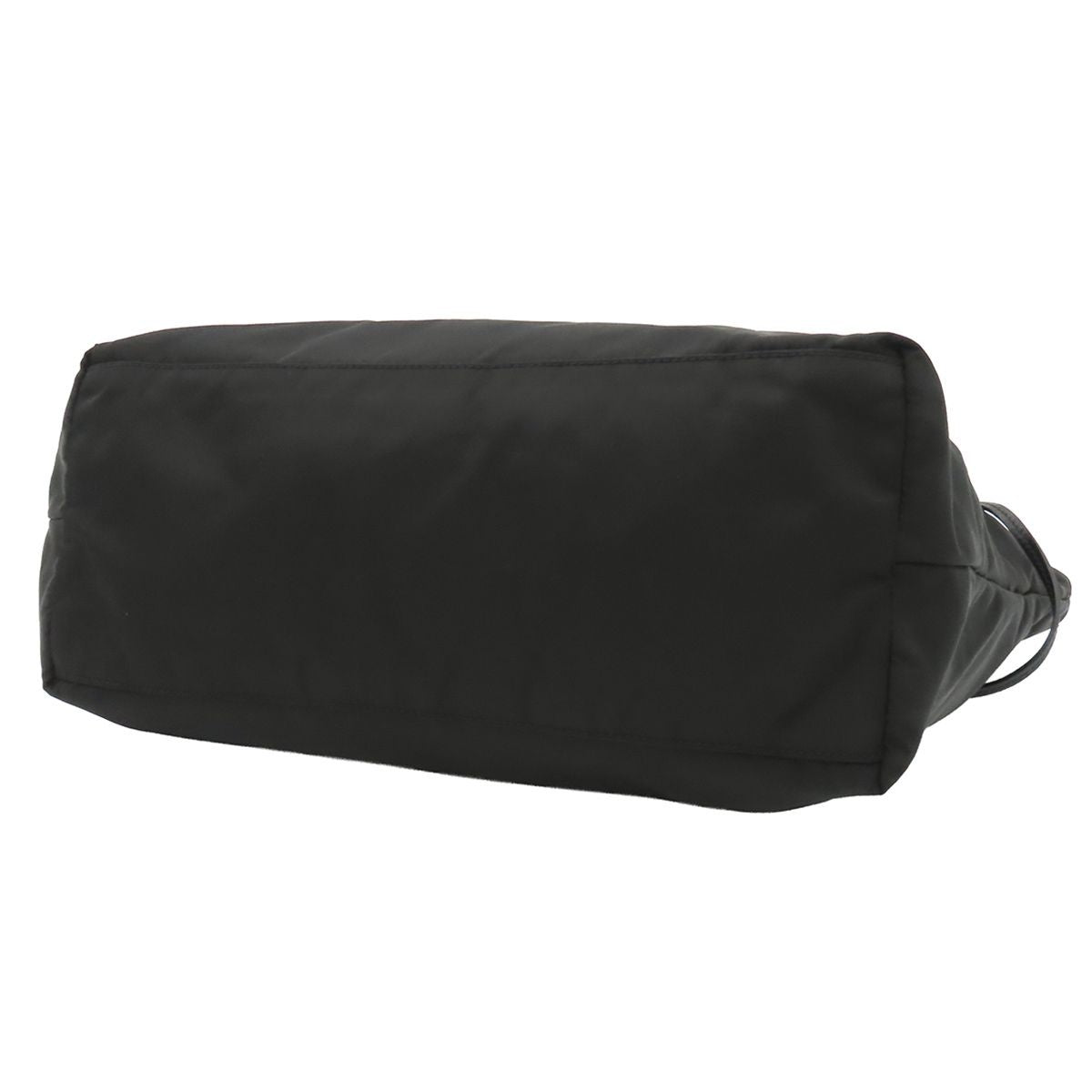 Prada Letter Ring Logo Tote Black Nylon Leather Shoulder Bag — view 4