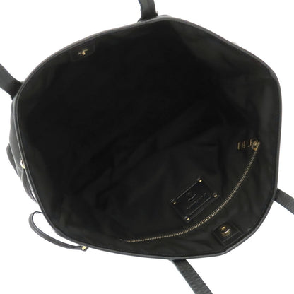 Prada Letter Ring Logo Tote Black Nylon Leather Shoulder Bag — view 5