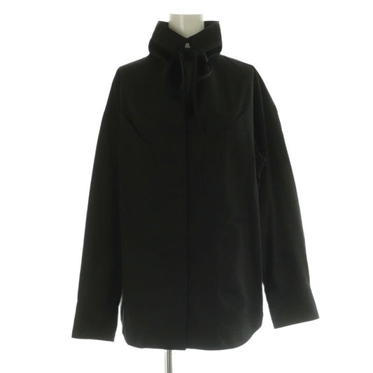 Hermes H5 H0620 dv Draped Collar Shirt Blouse Long Sleeves Front Open