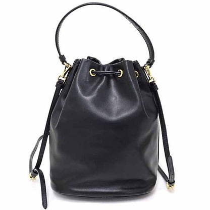 Prada Duet Bucket Bag 2WAY Shoulder Drawstring Soft Calf Saffiano Leather NERO