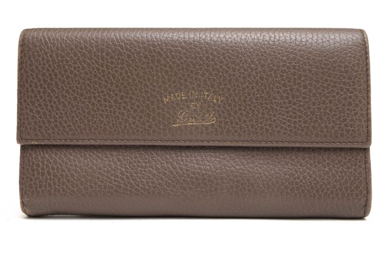 Gucci Long Wallet Women Leather Genuine Gray 354496 Swing with Coin Purse