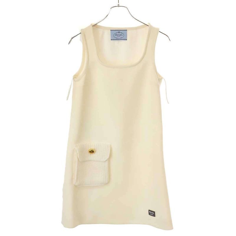 Prada 23 AW Natte Mini Dress P3 K47 E S31 White 36