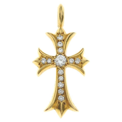 Chrome Hearts 22k Tny Crsf P Dia Tiny Fat Cross Pave Diamond Pendant Top Gold