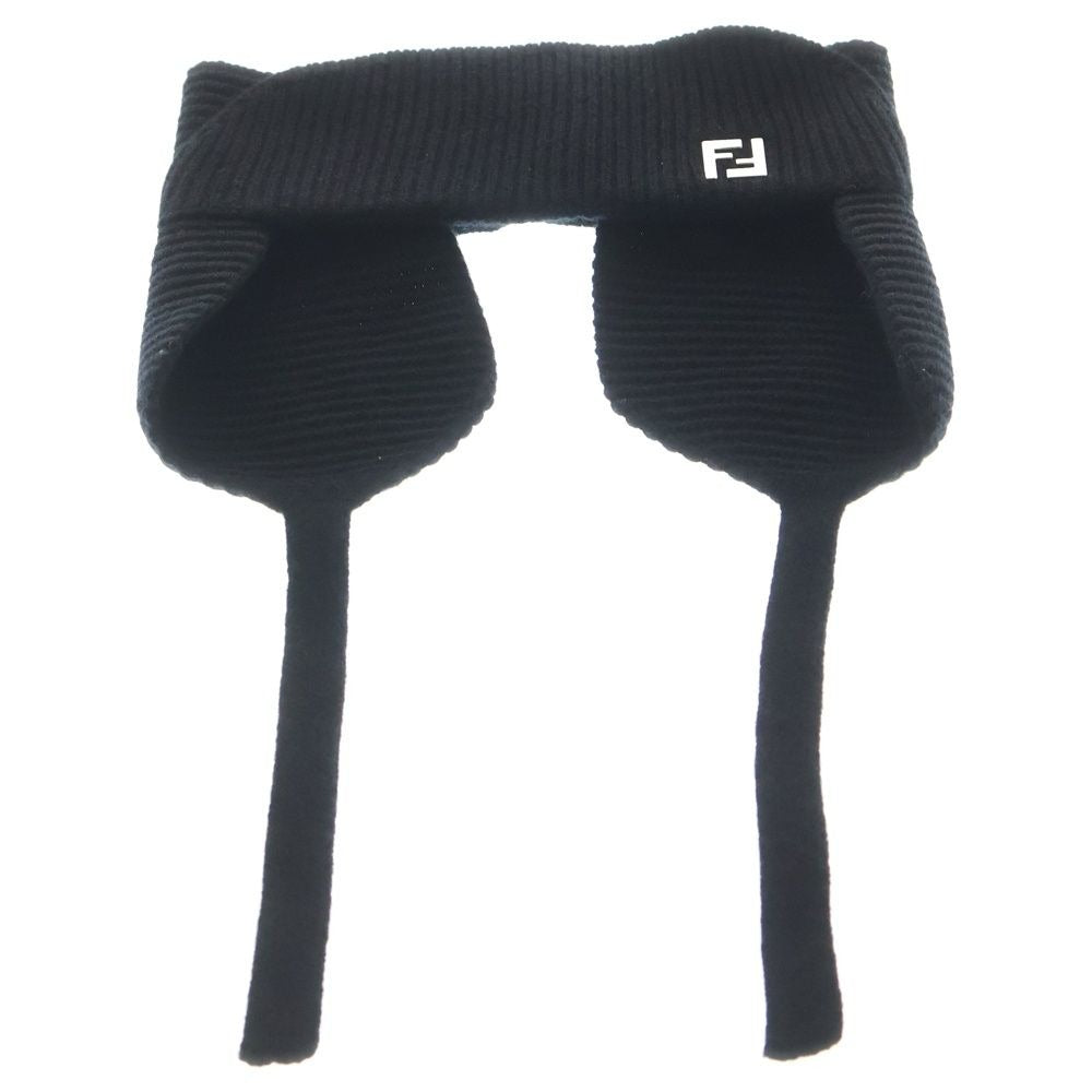 Fendi Earmuffs FF Logo Wool Knit Ear Muffs Black Apwo