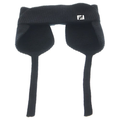 Fendi Earmuffs FF Logo Wool Knit Ear Muffs Black Apwo