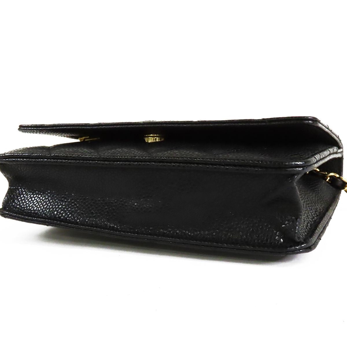 Chanel Chain Wallet Black Gold Caviar Leather Shoulder Bag — view 3