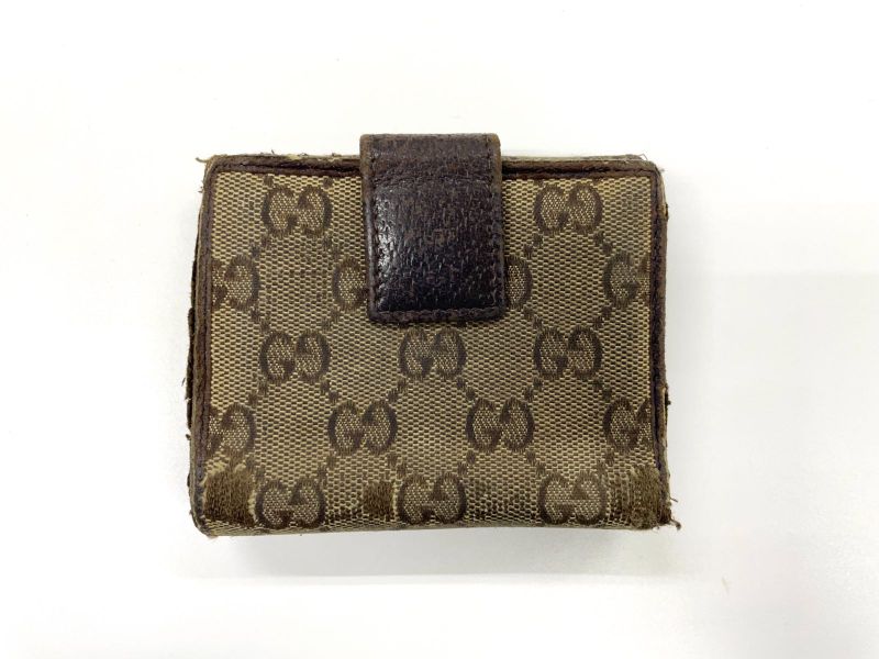 Gucci GG Canvas Leather Compact Wallet Double Fold Wallet Double Hook 112716