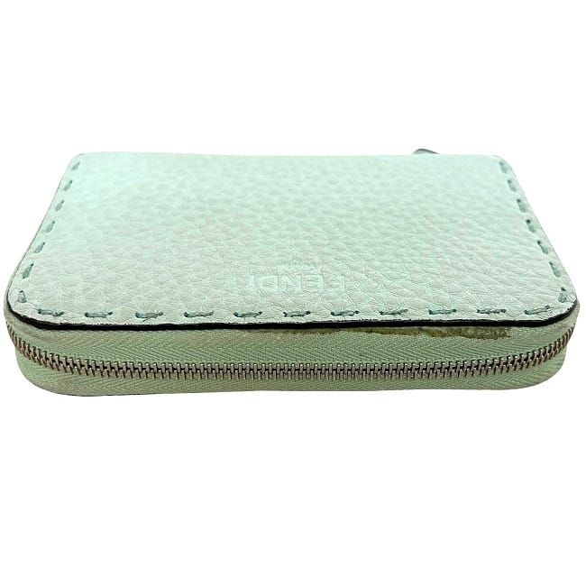 Fendi Coin Case Light Green Selleria 8m343 Excellent Condition Coin Purse