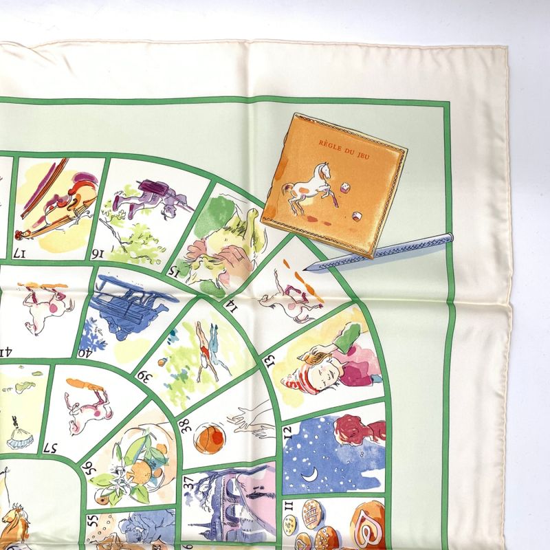 Hermes Carre 90 Le Jeu Des Petits Bonheurs Small Happy Game Scarf 100% Silk