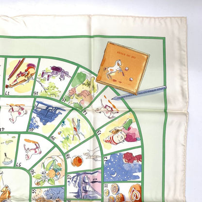Hermes Carre 90 Le Jeu Des Petits Bonheurs Small Happy Game Scarf 100% Silk