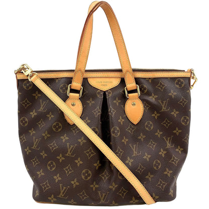 Louis Vuitton Palermo PM Monogram Leather Brown Light Handbag Gold