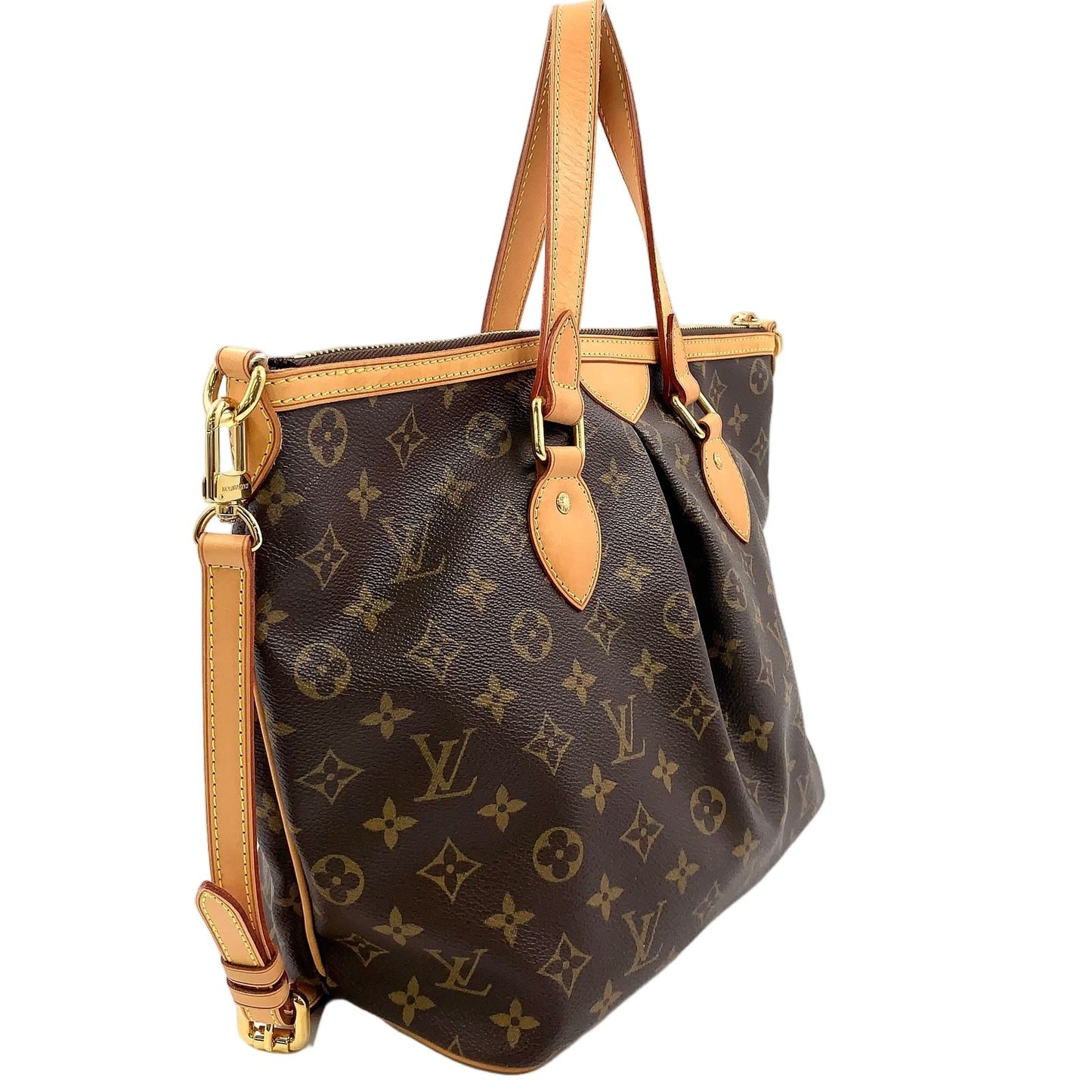 Louis Vuitton Palermo PM Monogram Leather Brown Light Handbag Gold — view 2