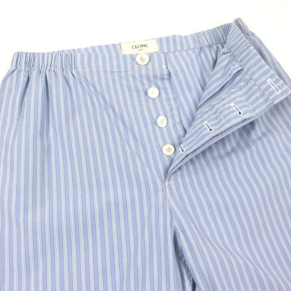 Celine 2p01a870v 100% Cotton Stripe Poplin Triomphe Embroidered Logo Button