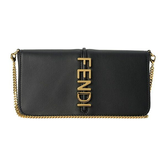 Fendi Shoulder Bag Graffi Black Soff White Gold