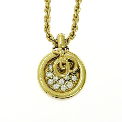 Christian Dior GP Rhinestone CD Logo Necklace Gold