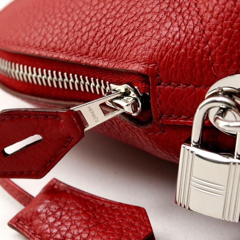Hermes Bolide 31 Handbag Taurillon Clemence □O Engraved Red Silver Hardware