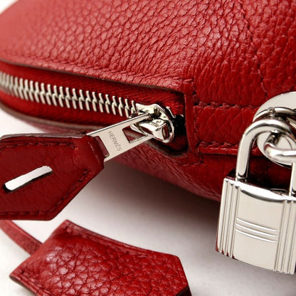 Hermes Bolide 31 Handbag Taurillon Clemence □O Engraved Red Silver Hardware