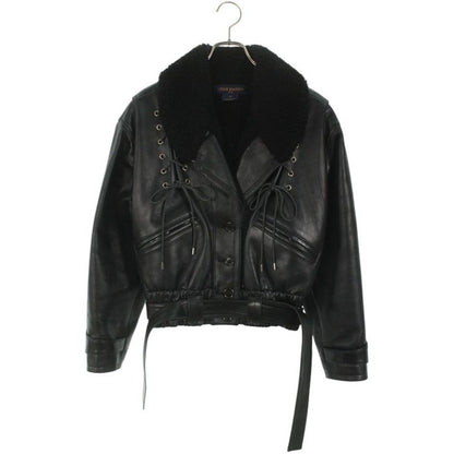 Louis Vuitton 20 AW Fjlj 85 yri Belted Shearling Liner Leather Jacket Women 34