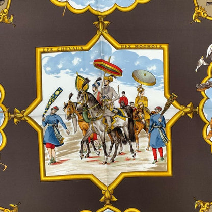 Grade Hermes Carre 90 LES Chevaux DES Moghols Mughal Dynasty Horse Scarf 100%