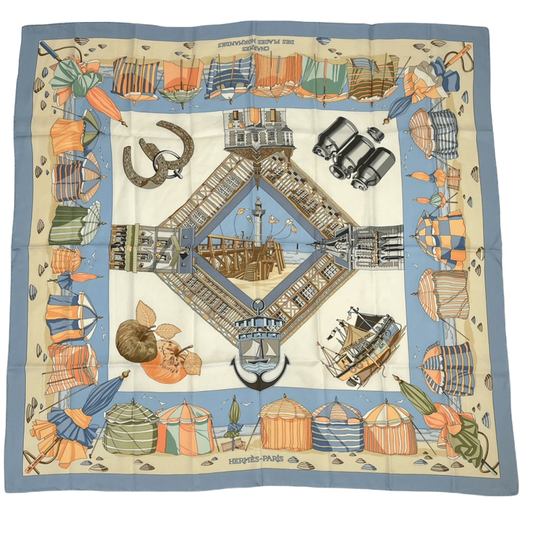 Hermes Scarf Silk Carre 90 Charmes DES Plages Normandes Charms Of The Normandy