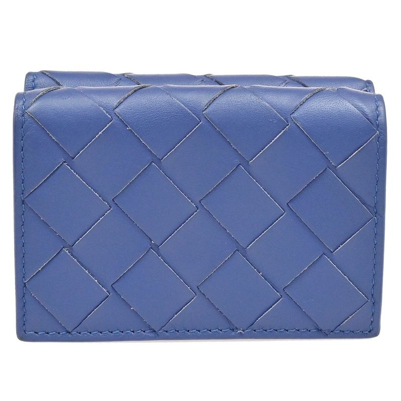 Bottega Veneta Trifold Wallet Intrecciato Blue Leather 35ka812